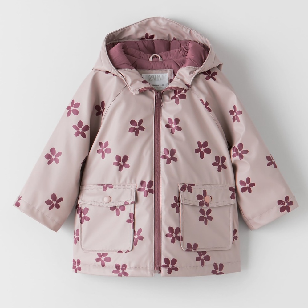 Zara kids rubberized floral raincoat - size 2-3 year